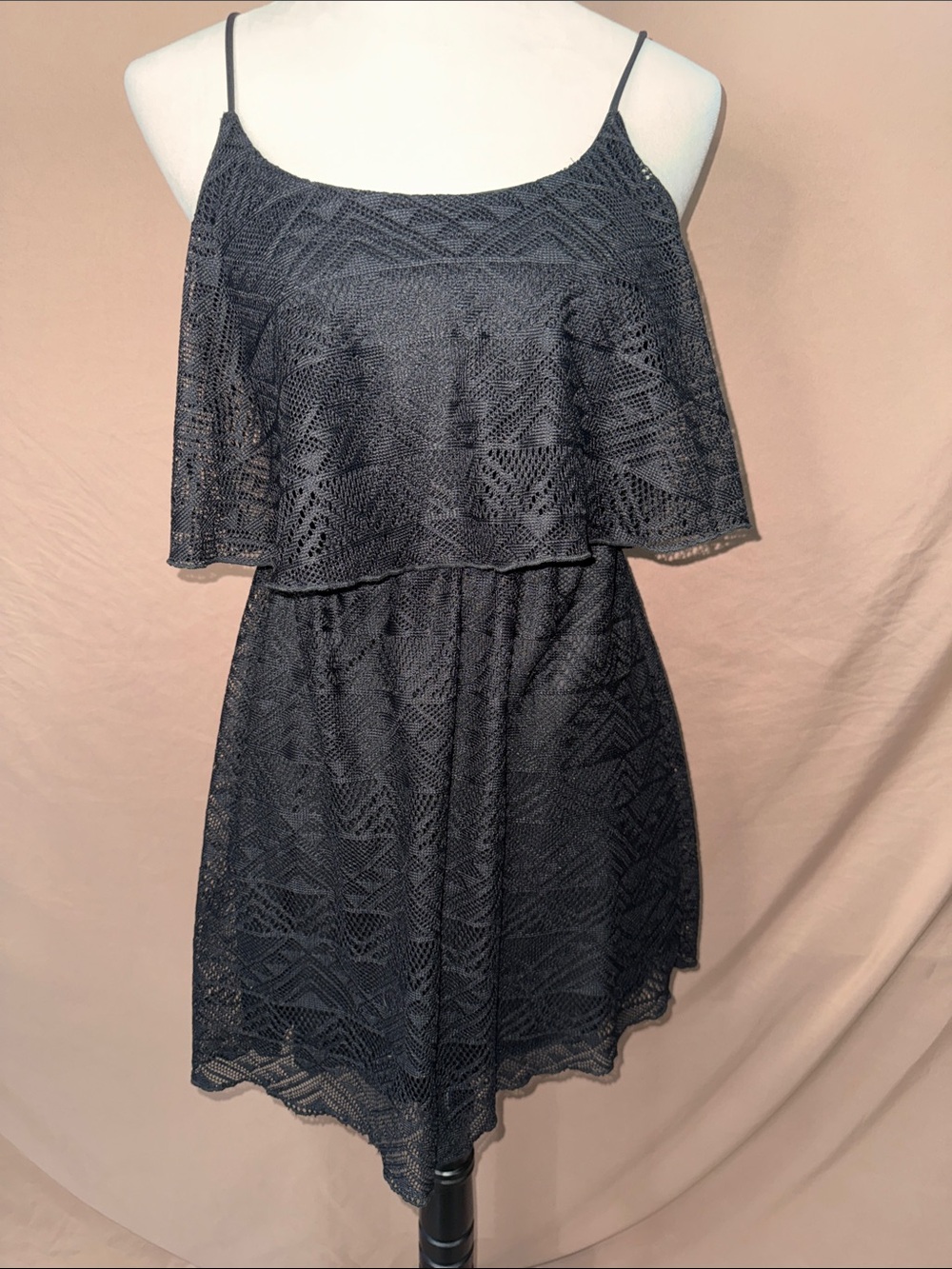 NWOT Lace Overlay Spaghetti Strap Dress in Black